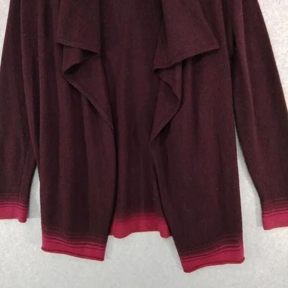 Woolrich Cardigan Sweater Wmns M Wool Blend Purple Ombre Open Front Waterfall
