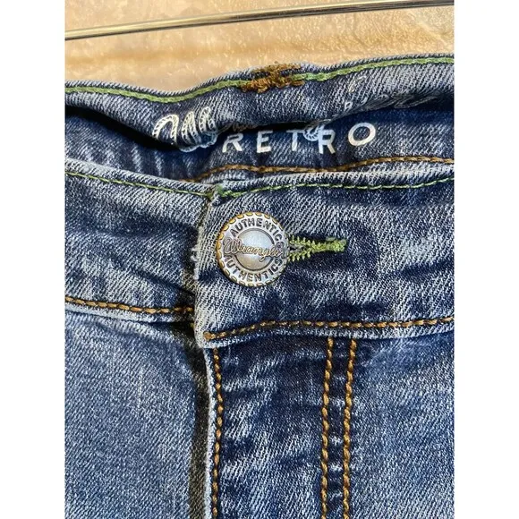 Wrangler Jeans Men's 35x32 Blue Slim Straight Retro Light Wash Low Rise