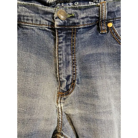 Wrangler Jeans Men's 35x32 Blue Slim Straight Retro Light Wash Low Rise