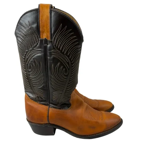Wrangler Mens Size 9D Two Tone Brown Black Western Cowboy Boots
