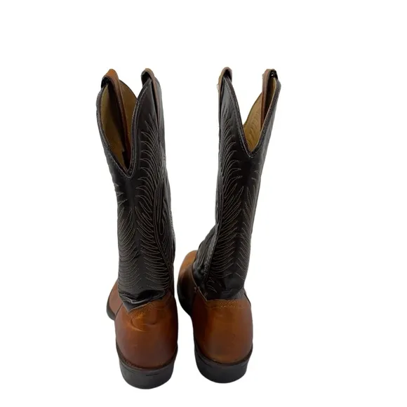 Wrangler Mens Size 9D Two Tone Brown Black Western Cowboy Boots