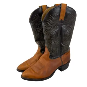 Wrangler Mens Size 9D Two Tone Brown Black Western Cowboy Boots