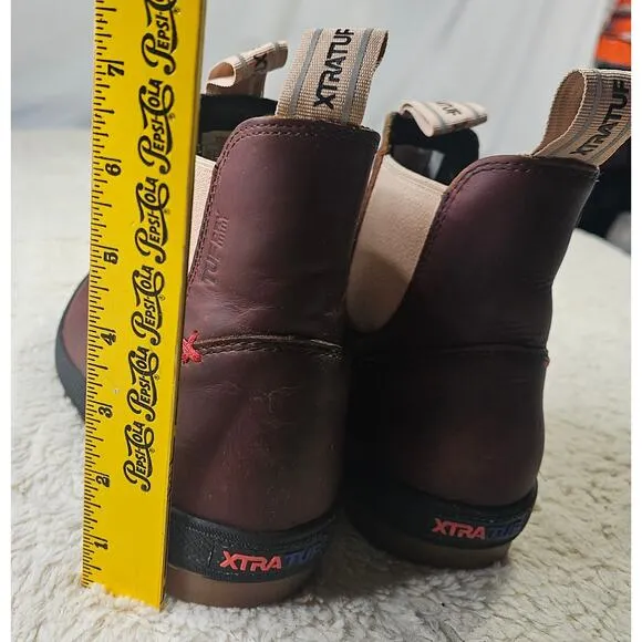 XTRATUF Ws US8 Legacy Leather Brown Chelsea Brush Boots. Work. RoundToe.…