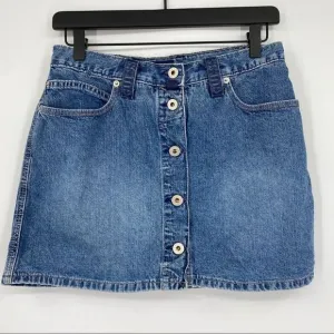 Y2K Guess vintage retro 90s vibe jean skirt button carpenter blue made in USA 29