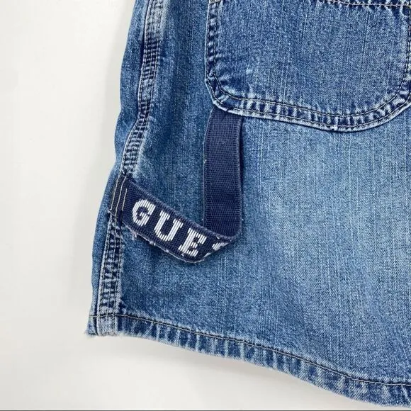 Y2K Guess vintage retro 90s vibe jean skirt button carpenter blue made in USA 29