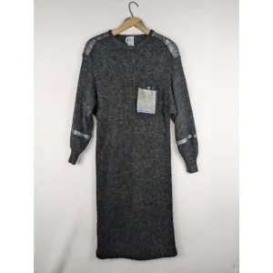 Y2K Made In Italy Wool Mohair Leather Trimmed Dress Size Medium Glam Rock...