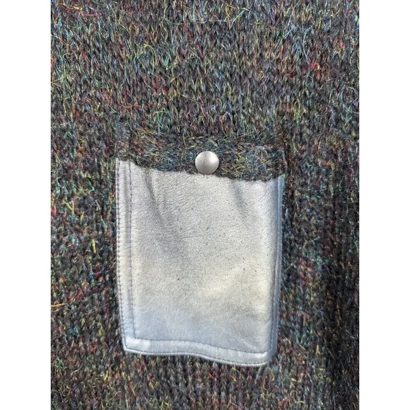 Y2K Made In Italy Wool Mohair Leather Trimmed Dress Size Medium Glam Rock...