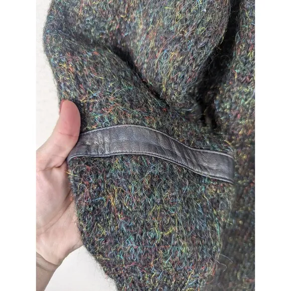 Y2K Made In Italy Wool Mohair Leather Trimmed Dress Size Medium Glam Rock...
