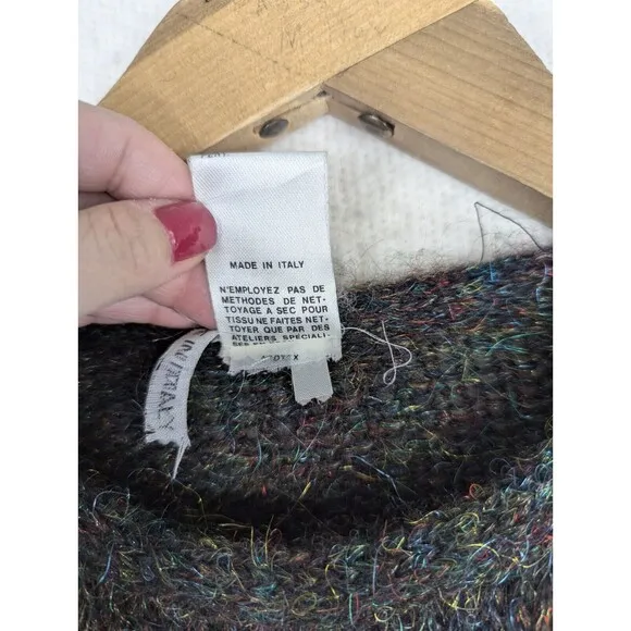 Y2K Made In Italy Wool Mohair Leather Trimmed Dress Size Medium Glam Rock...