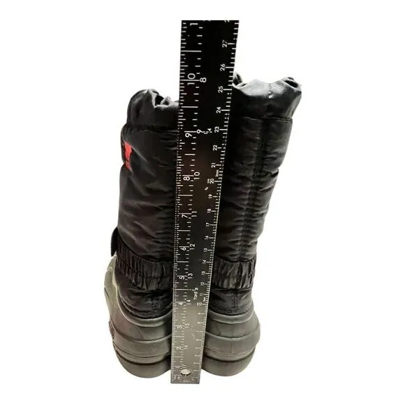 Youth Sorel Flurry Snow Winter Boot Sz US  1 EUR 32 BLACK RED $70 MSRP