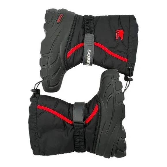Youth Sorel Flurry Snow Winter Boot Sz US  1 EUR 32 BLACK RED $70 MSRP