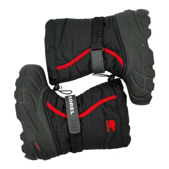 Youth Sorel Flurry Snow Winter Boot Sz US  1 EUR 32 BLACK RED $70 MSRP