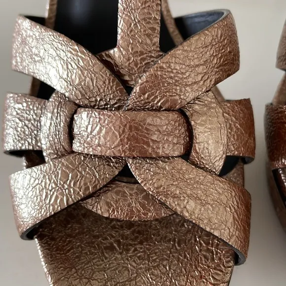 YSL Tribute Metallic Copper Platform Heel