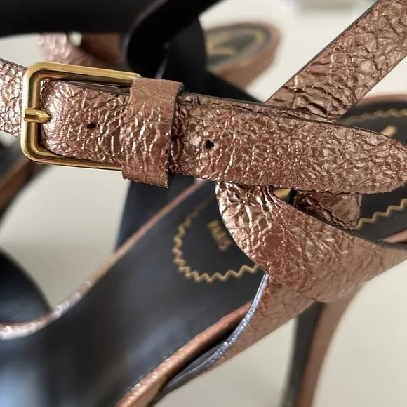 YSL Tribute Metallic Copper Platform Heel