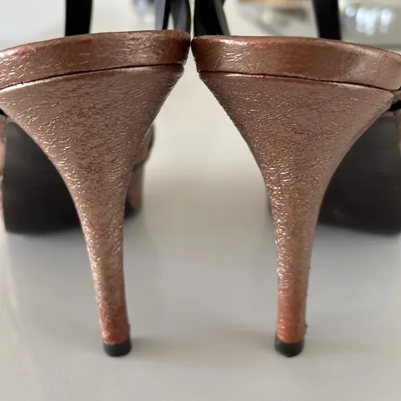 YSL Tribute Metallic Copper Platform Heel