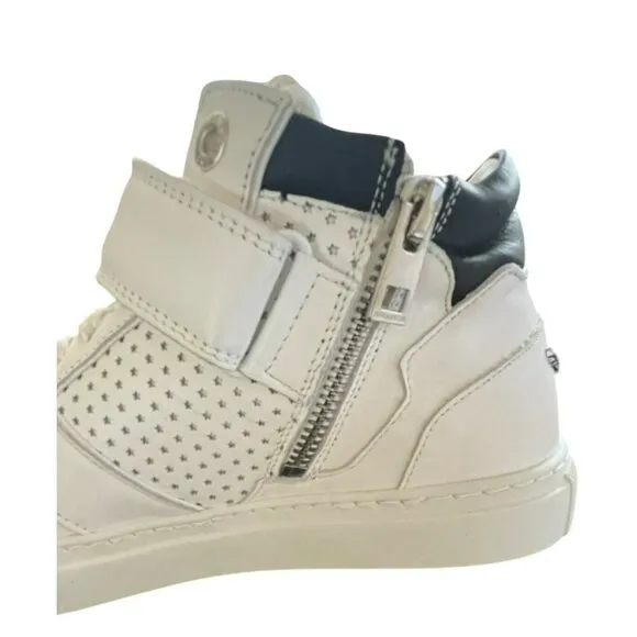 Zadig &amp; Voltaire Womens Leather Mid Top White Sneaker Shoes Logo NEW 38 7