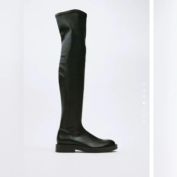 Zara Black over the knee boots flat low heel Sz42