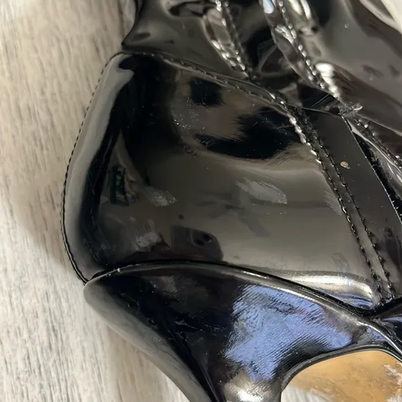 Zara Black Patent Over the Knee Boots with Stiletto Heel size 37