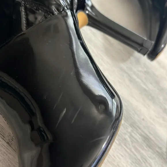 Zara Black Patent Over the Knee Boots with Stiletto Heel size 37