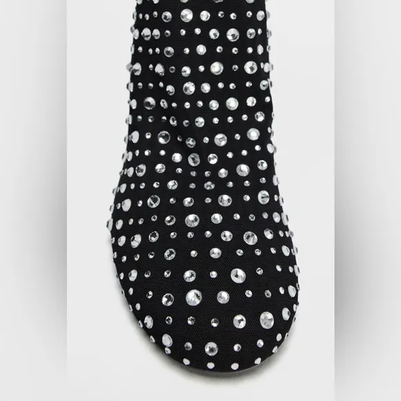 Zara Black Rhinestone Knee-High Boots- Brand New- Size 40- (9)
