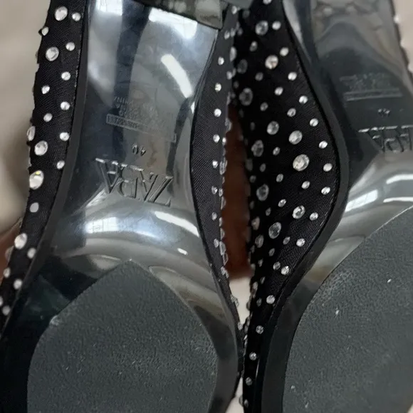 Zara Black Rhinestone Knee-High Boots- Brand New- Size 40- (9)