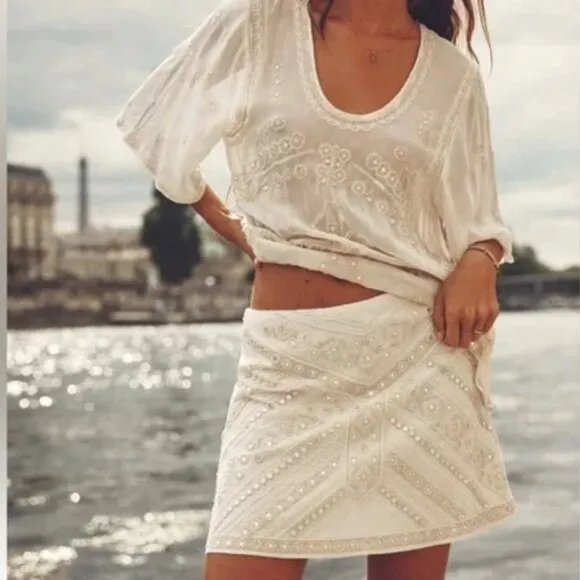 Zara Embroidered Beaded Mini Skirt