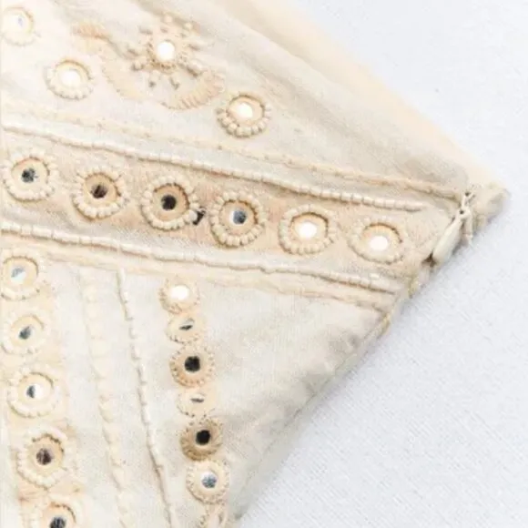 Zara Embroidered Beaded Mini Skirt
