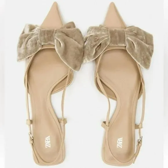 ZARA FLAT SLINGBACKS WITH BOW