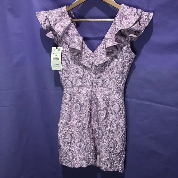 Zara Limited Edition Lilac Pink Ruffled Mini Dress Size M