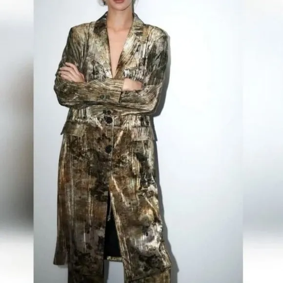 Zara Luxurious Tie Dye Velvet Coat, NWT, XS