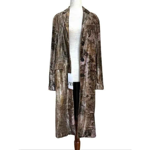 Zara Luxurious Tie Dye Velvet Coat, NWT, XS