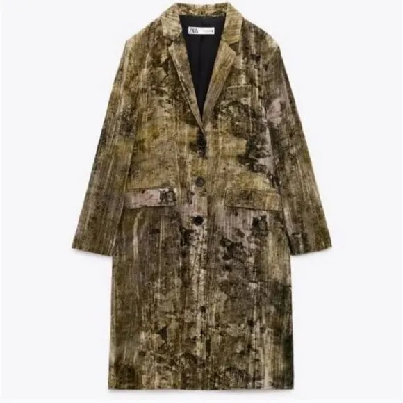 Zara Luxurious Tie Dye Velvet Coat, NWT, XS