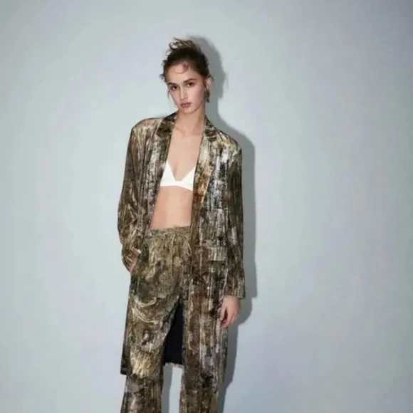 Zara Luxurious Tie Dye Velvet Coat, NWT, XS