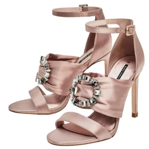 Zara Nude Satin Brooch Sandals