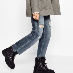 ZARA QUILTED BLACK BOOTS FUR LINING NEW WITH TAGS