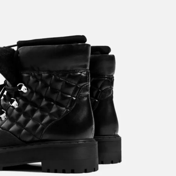 ZARA QUILTED BLACK BOOTS FUR LINING NEW WITH TAGS