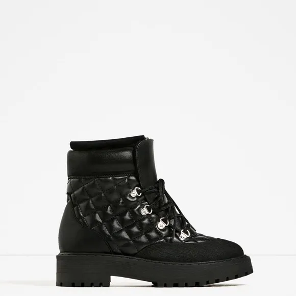 ZARA QUILTED BLACK BOOTS FUR LINING NEW WITH TAGS