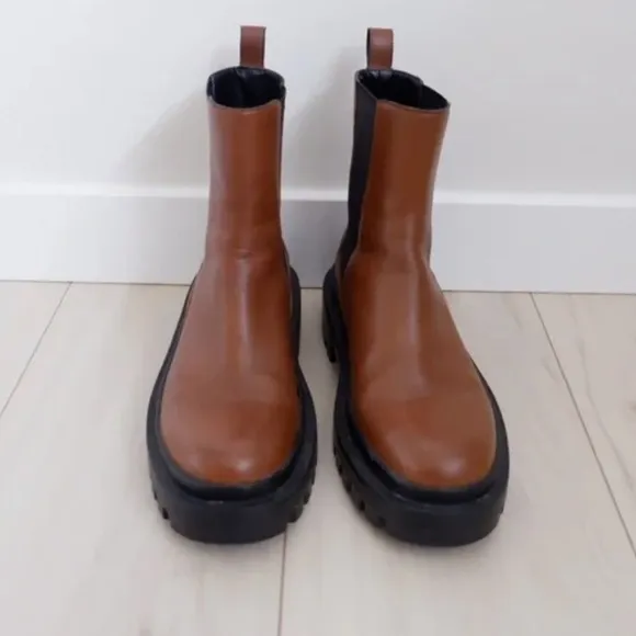 ZARA RELAXED FLAT ANKLE BOOTS FOR WOMEN SZ 7.5