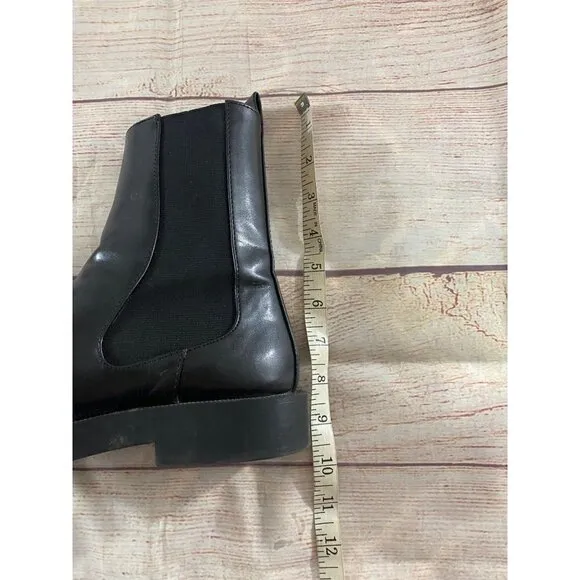Zara Women's Black Flat Chelsea Classic Ankle Boots Pull On - 38 (US 7.5)