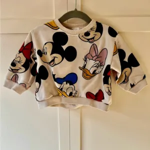 Zara x Disney Mickey Minnie Mouse Donald Daffy Duck Sweatshirt Size 6-9‎ Months