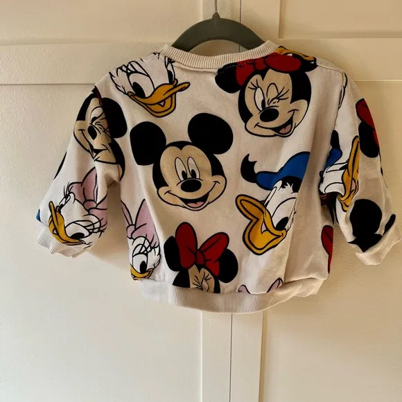Zara x Disney Mickey Minnie Mouse Donald Daffy Duck Sweatshirt Size 6-9‎ Months