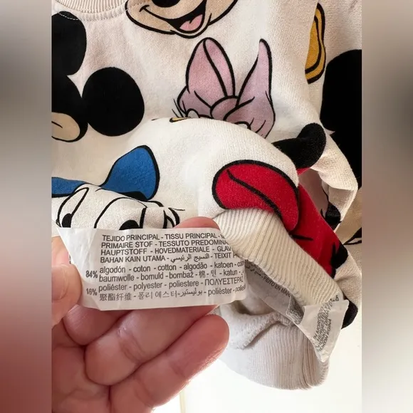 Zara x Disney Mickey Minnie Mouse Donald Daffy Duck Sweatshirt Size 6-9‎ Months