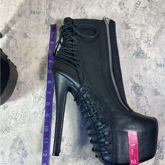 Zigi NY Suspend 6&quot; Stiletto Heel Black Leather Platform Booties