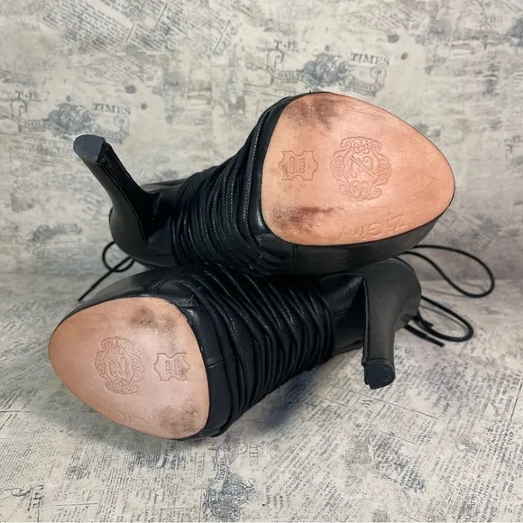 Zigi NY Suspend 6&quot; Stiletto Heel Black Leather Platform Booties