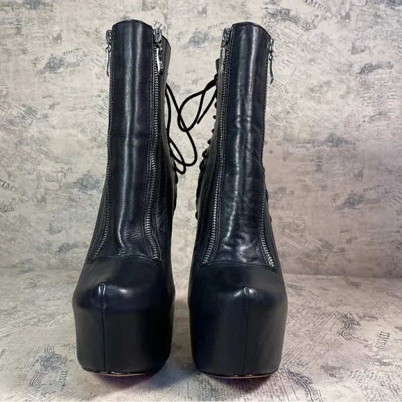 Zigi NY Suspend 6&quot; Stiletto Heel Black Leather Platform Booties