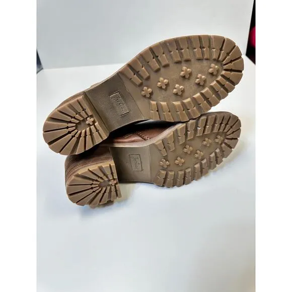 Zodiac Greyson Women's Lug-Sole Ankle Boots Sz 9 in Cognac