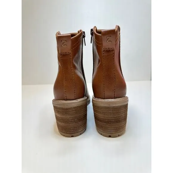 Zodiac Greyson Women's Lug-Sole Ankle Boots Sz 9 in Cognac